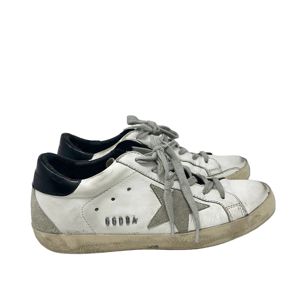 Golden Goose White and Black Leather Superstar Sneakers Size 36